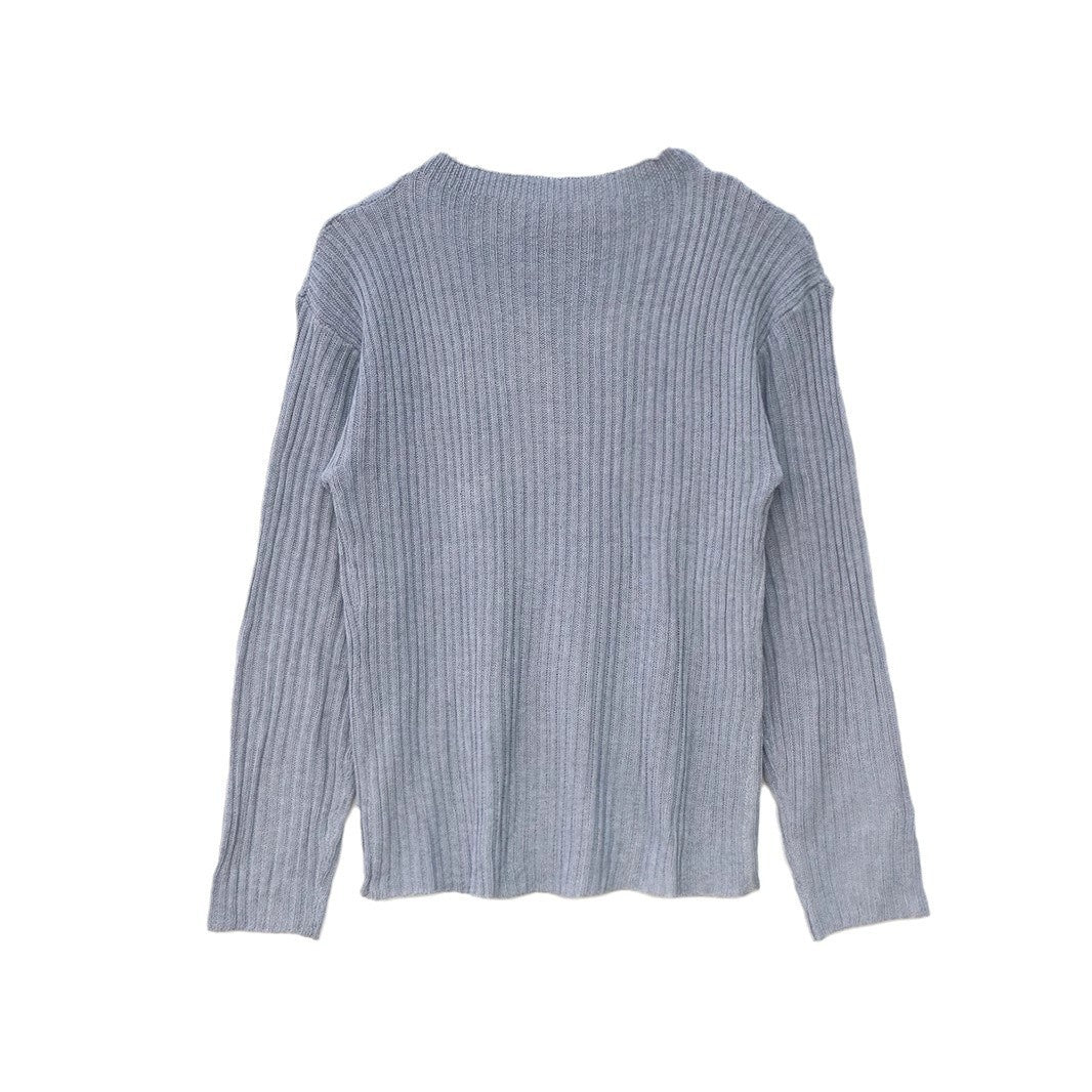 Dame afslappet strikpullover med fashionable rib og stilfulde revner Stilla