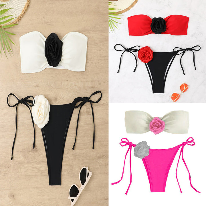 Femme Bandeau-Bikini-Sæt med blomstermotiver Stilla