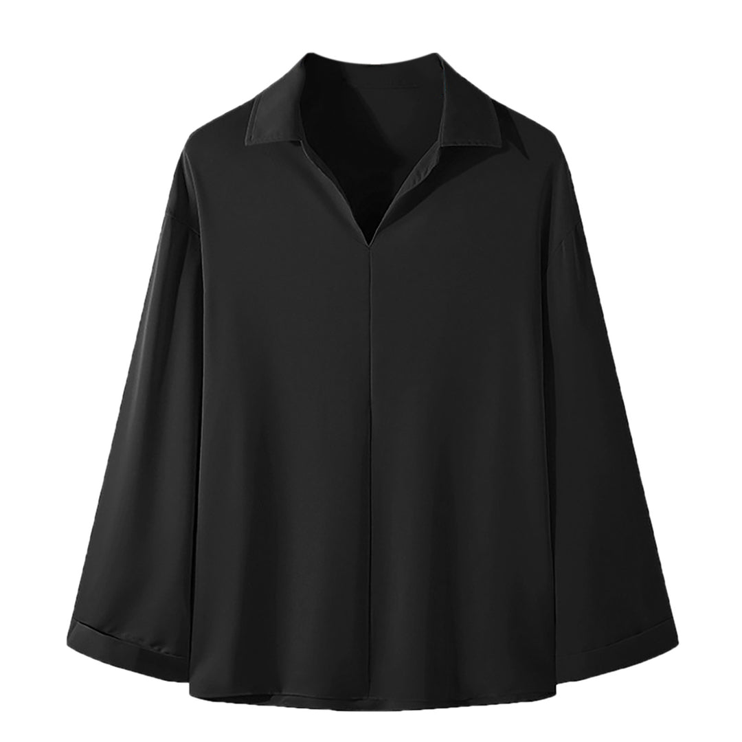 Dame Elegant Langærmet Bluse med moderne V-Udskæring og struktureret Overflade Stilla