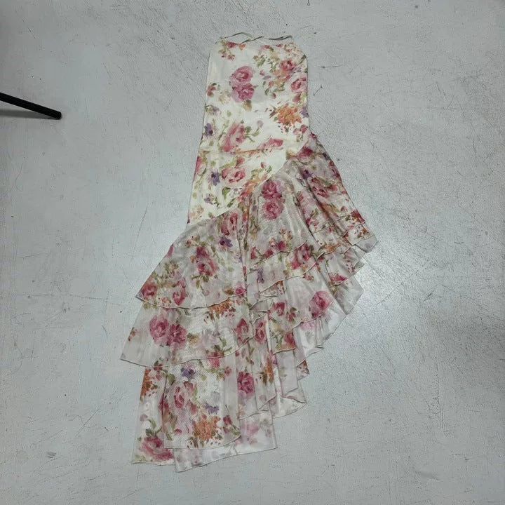 Dame floral maxikjole med ruffles detaljer Skovae