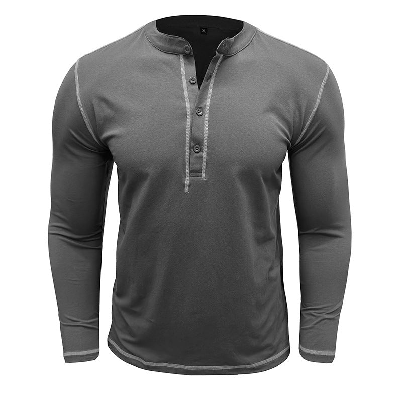 Herrer Langærmet Henley T-shirt med åndbar og elastisk stofteknologi Stilla