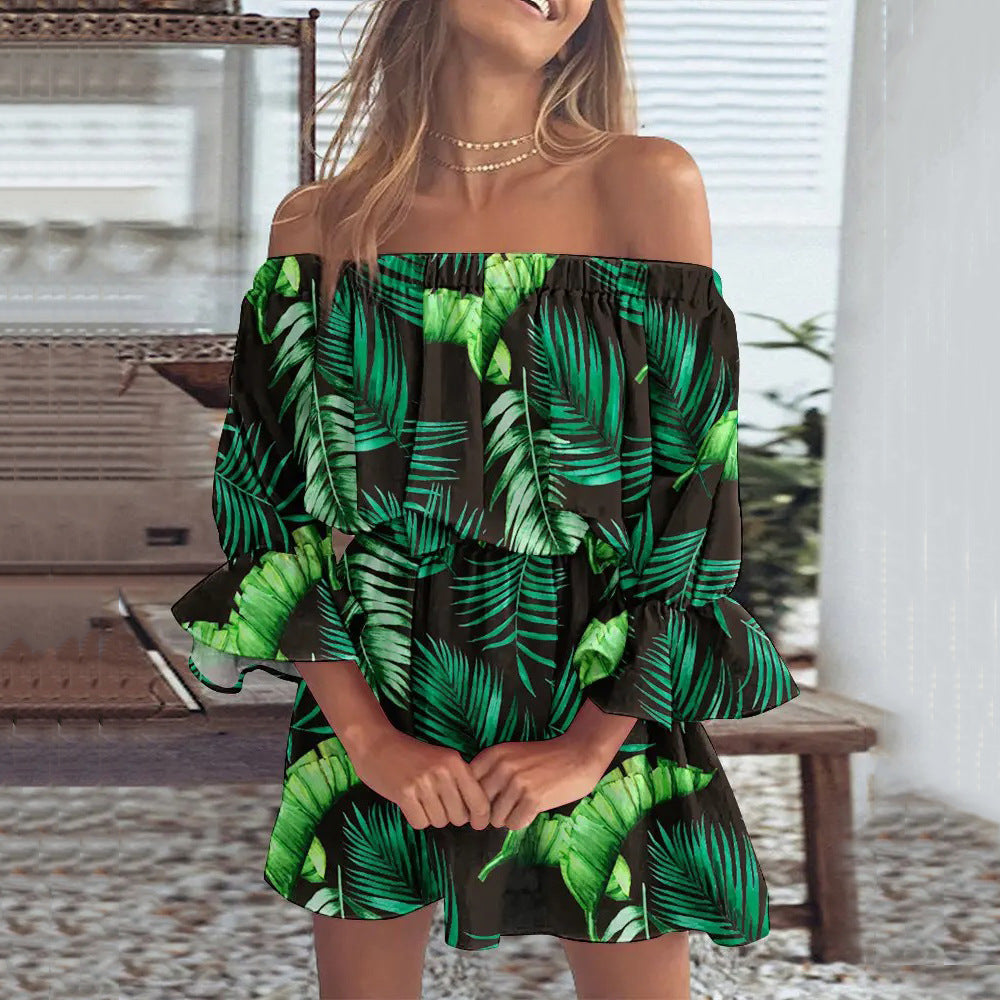 Dame Off-Shoulder Bluse med blomster mønster Stilla