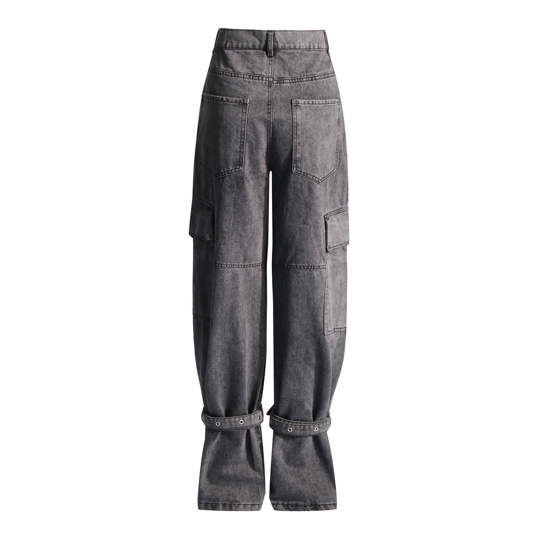 Dame cargo-jeans med praktiske sidelommer og afslappet snit Stilla