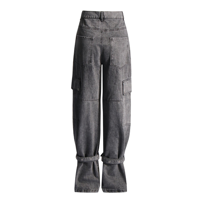 Dame cargo-jeans med praktiske sidelommer og afslappet snit Stilla
