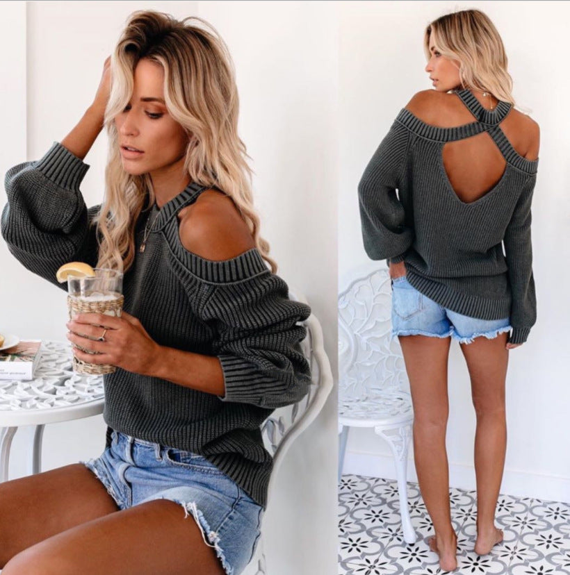 Dame Oversized Strikpullover med skulderfri design og afslappet stil Stilla