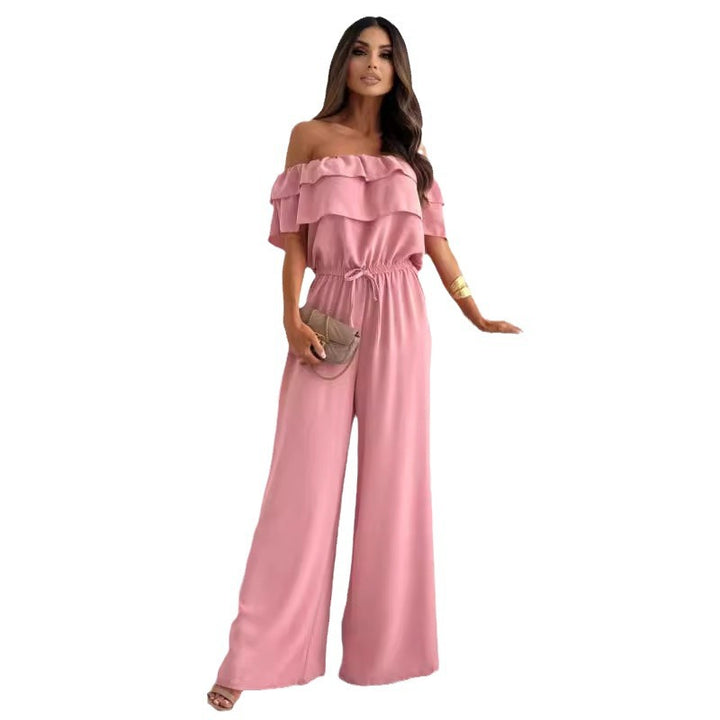 Damer Elegant Off-Shoulder Jumpsuit med Rynkedetaljer og løs pasform Stilla