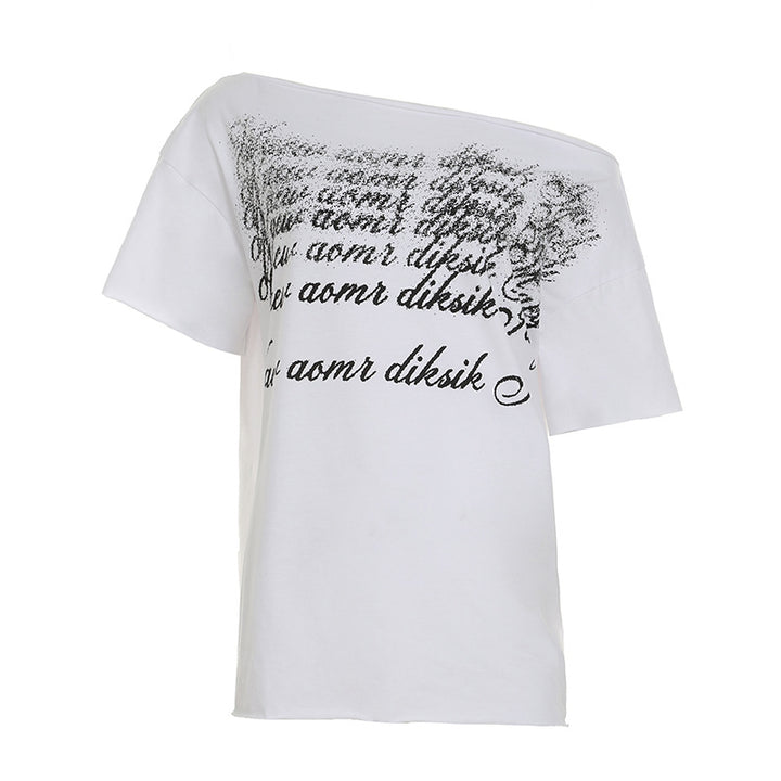 Dame Oversized T-Shirt med krystaludsmykning og V-hals Skovae