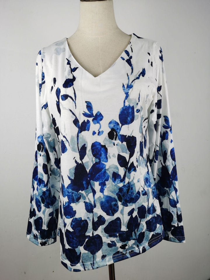 Stilla | Casual Print V-hals Langærmet T-shirt