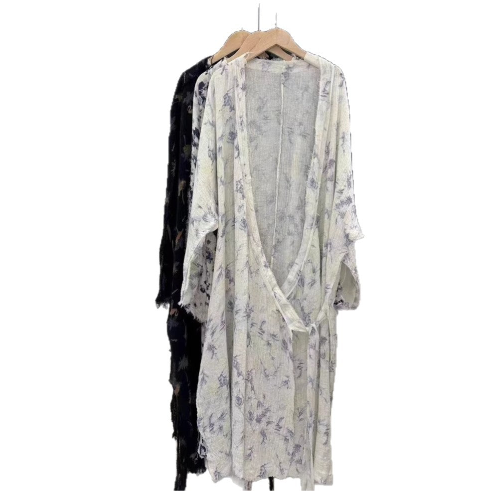Femme Stilfuldt Floral Print Kimono Kjole Stilla