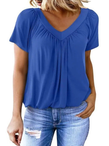 Damer Relaxed Fit Plissé V-Udskæring Top Stilla