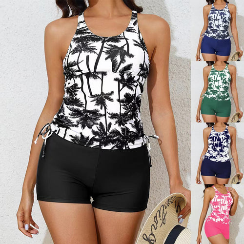 Dame Sporty Tankini-sæt med blomstermotiv og justerbare stropper Skovae