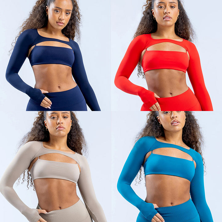 Dame Sporty Langærmet Crop-Top med skåret design Skovae