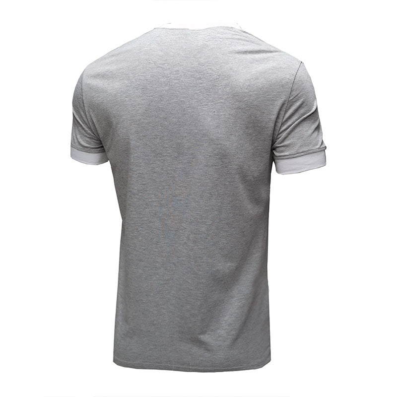 Herre T-Shirt med knaplukning og kontrasterende ærmer Stilla