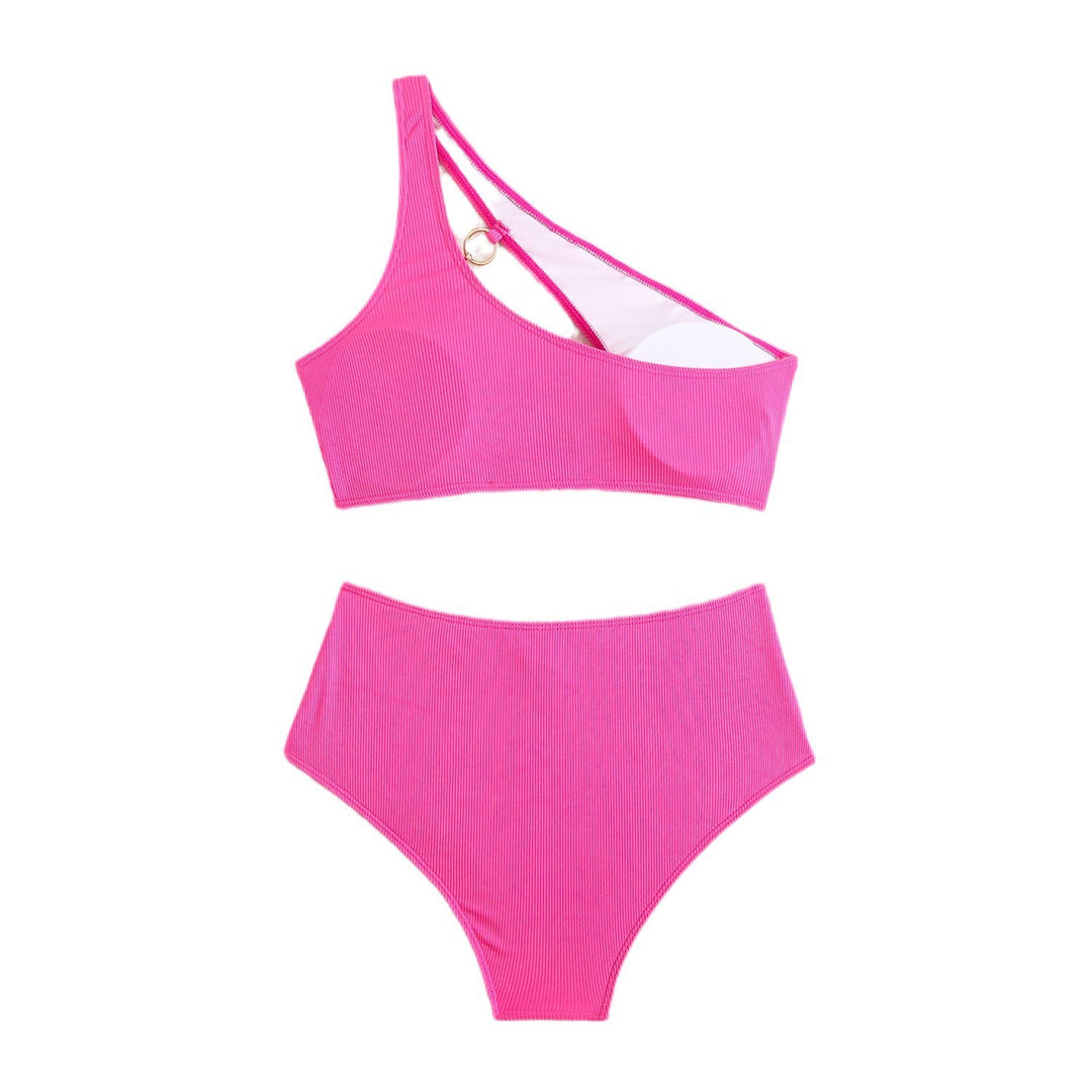Dame bikini-sæt med asymmetrisk top og høj talje Stilla