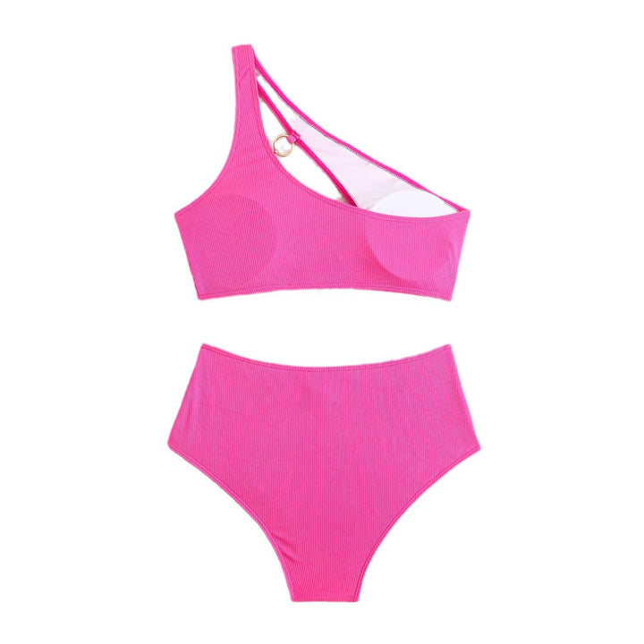 Dame bikini-sæt med asymmetrisk top og høj talje Stilla