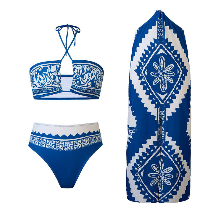 Dame bikini sæt med raffineret elastisk bandeau-top og højskåret trusse Stilla