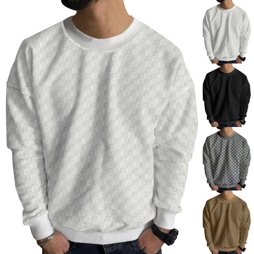 Herrer moderne strukturpullover med rund halsudskæring og komfortabel pasform Stilla
