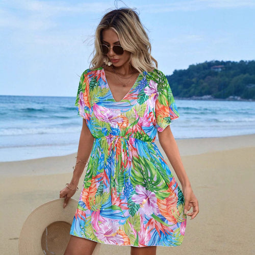 Dame Strandkjole med let chiffonmateriale og asymmetrisk design Stilla