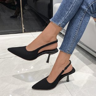 Dame Slingback Pumps med elegant dyb V-udskæring og stiletto hæl Stilla