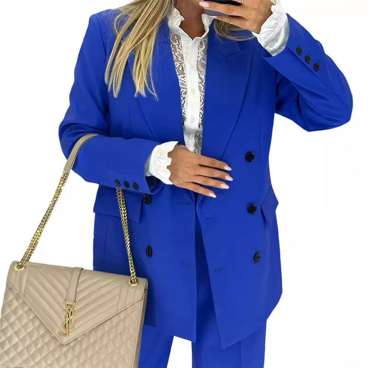 Dame Elegant to-raders Blazer-sæt med stilfulde accenter Stilla