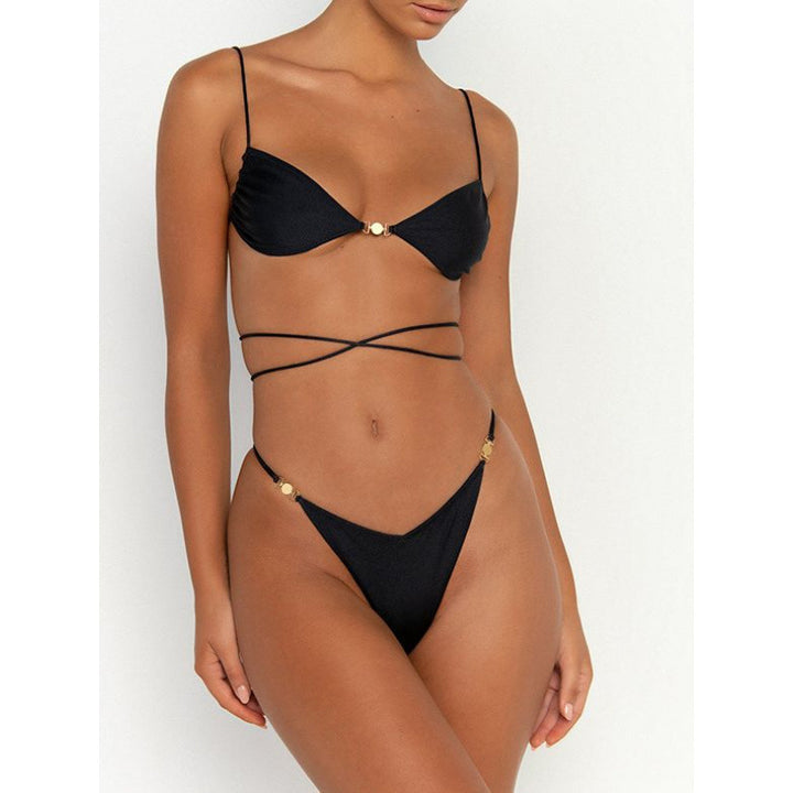 Dame Høj kvalitets Cut-Out Bikini med Guldfunktioner Stilla
