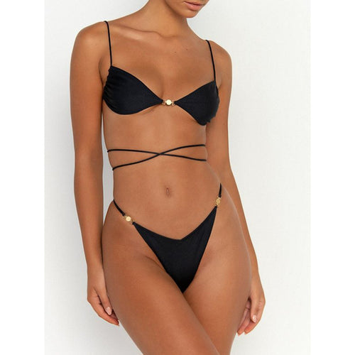 Dame Høj kvalitets Cut-Out Bikini med Guldfunktioner Stilla