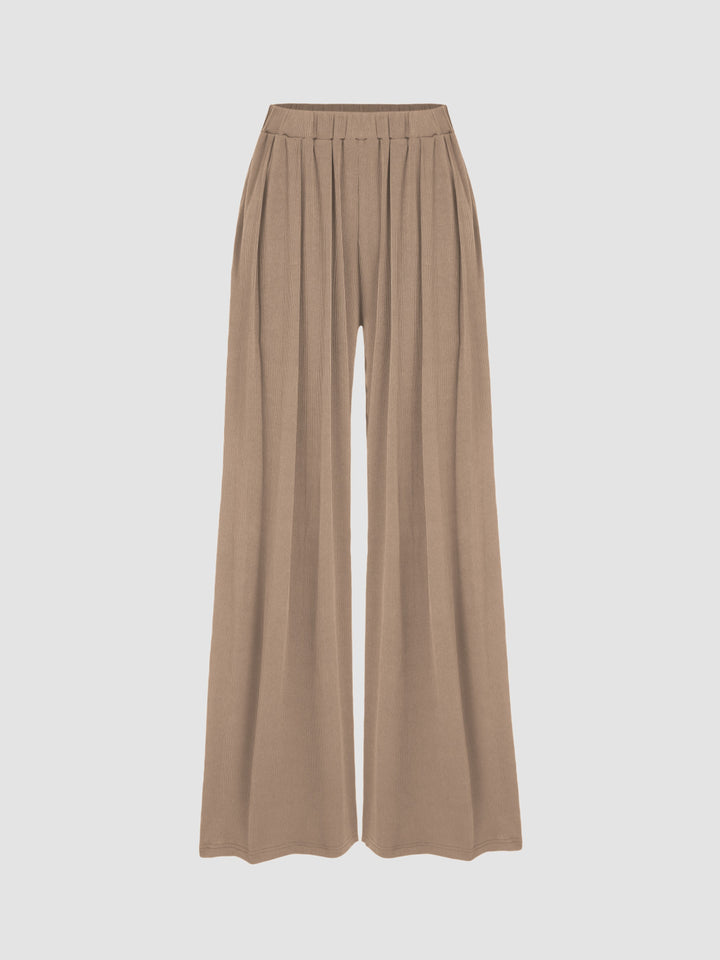 Dame bred Palazzo-bukser med elegante folder og elastisk talje Skovae