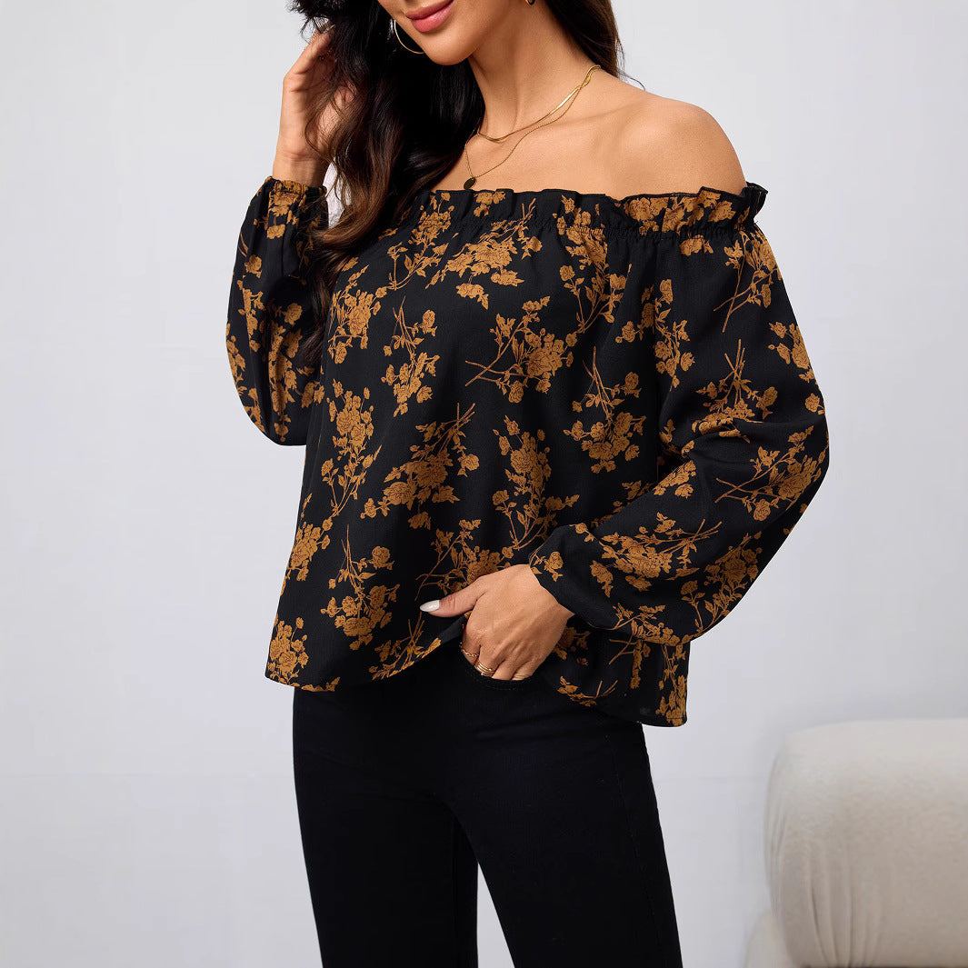 Dame Off-Shoulder Bluse med florale motiver Stilla