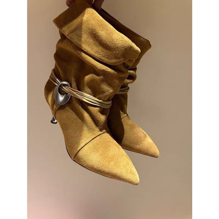 Femme Slouchy Spids-Toe Hæle-Støvler Stilla