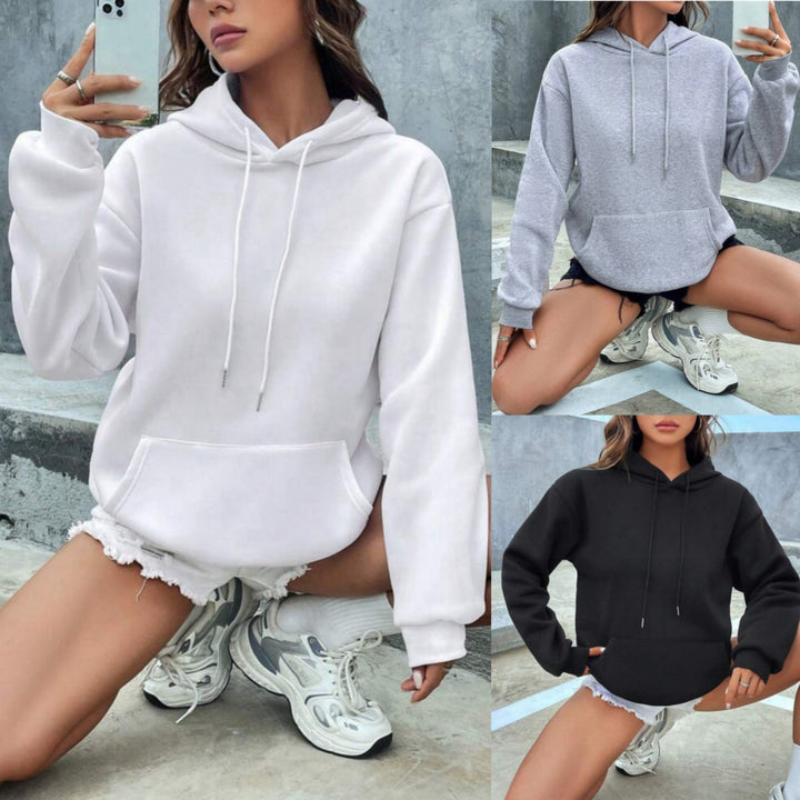 Damehoodie med casual pasform og praktisk kengurulomme Skovae