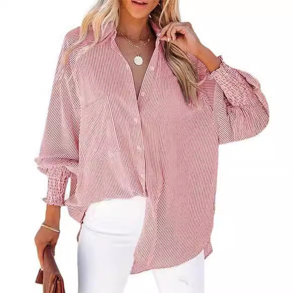 Dame over størrelse skjortebluse med raffineret foldedesign Stilla