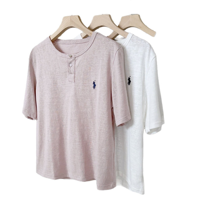 Herrer Fritid Button-Up Henley Skjorte Stilla
