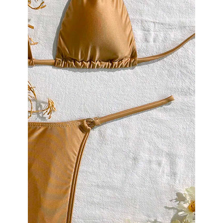 Dame trekant-bikini med frynsedetalje og høj skånsom pasform Skovae