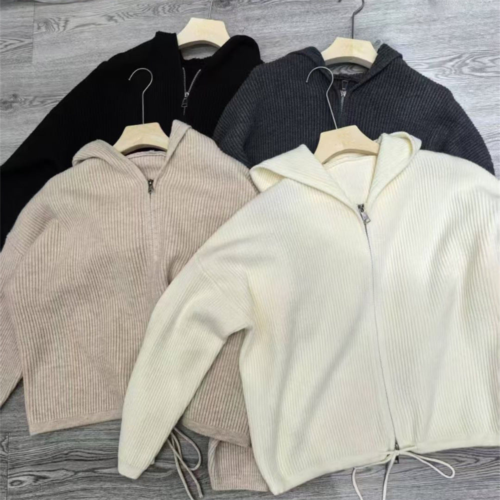 Kvinder casual hoodie jakke med tekstureret ribbet mønster Stilla