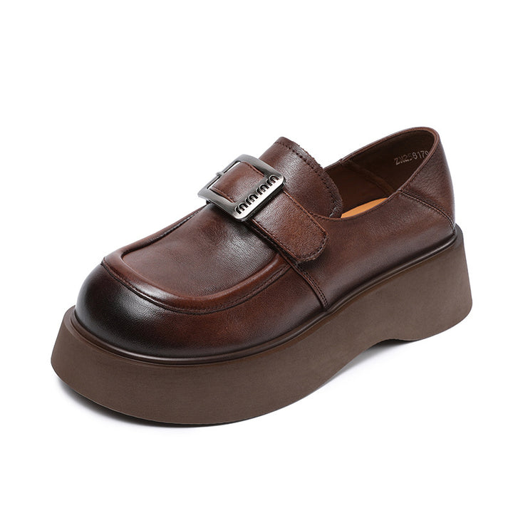 Femme Chunky Platform Loafers med dekorativ spænde-detail Stilla