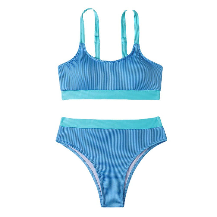 Dame Rib-Bralette-Bikini-Sæt med højskåret bukser Stilla