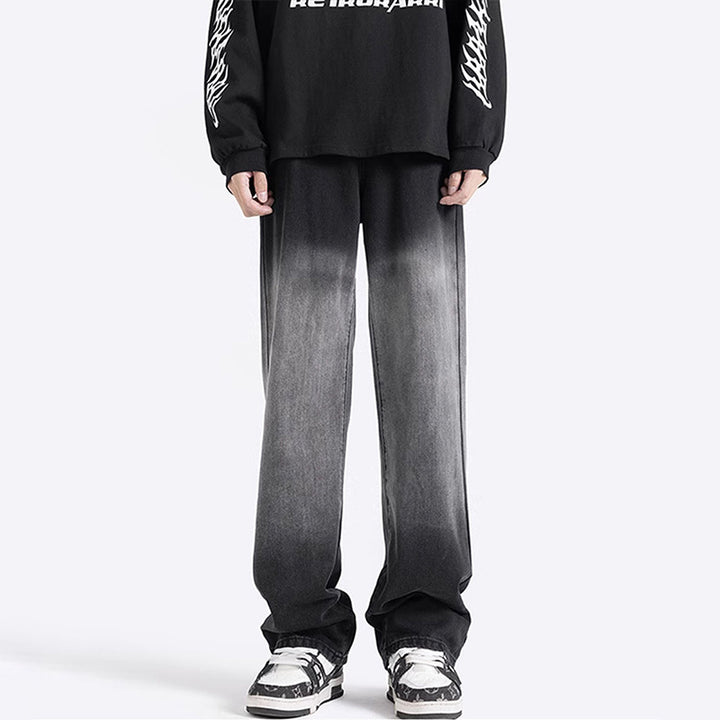 Herrer bred højskårne jeans med trendy Ombre-effekt Stilla