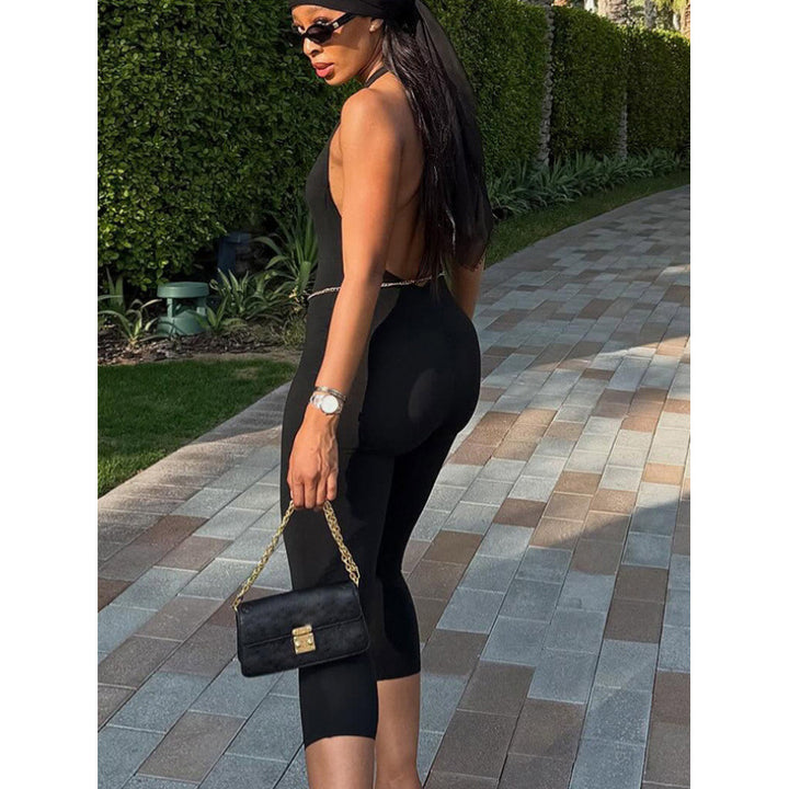 Dame Elegant og figursyet Jumpsuit med højtstående krave Skovae
