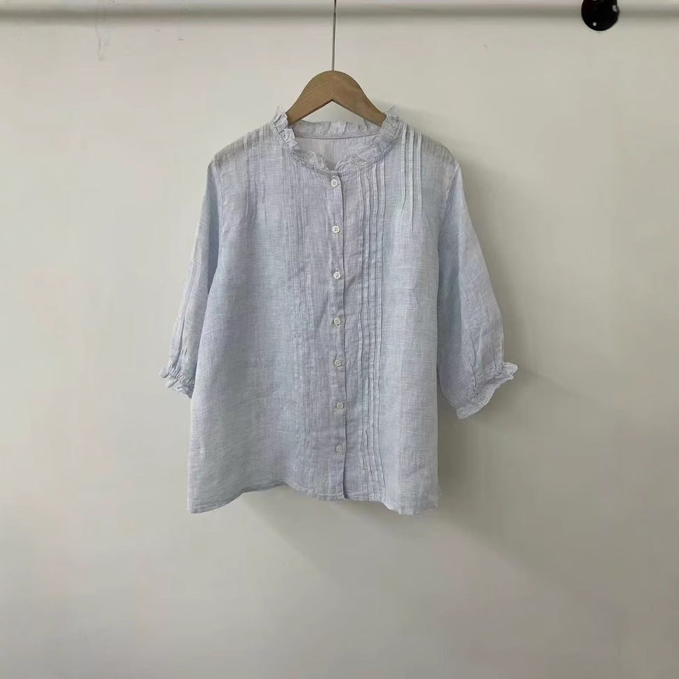 Femme Let foldebluse med knapper Stilla