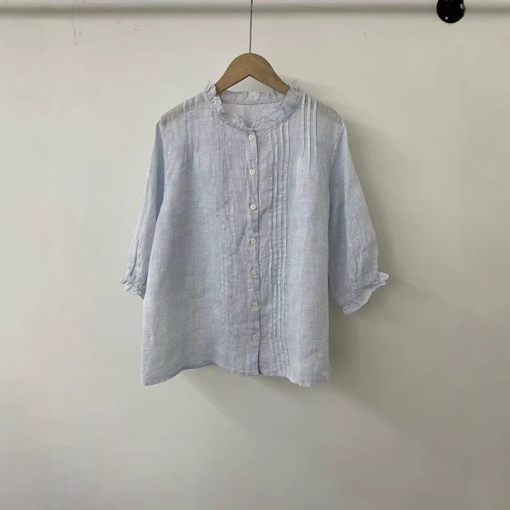 Femme Let foldebluse med knapper Stilla
