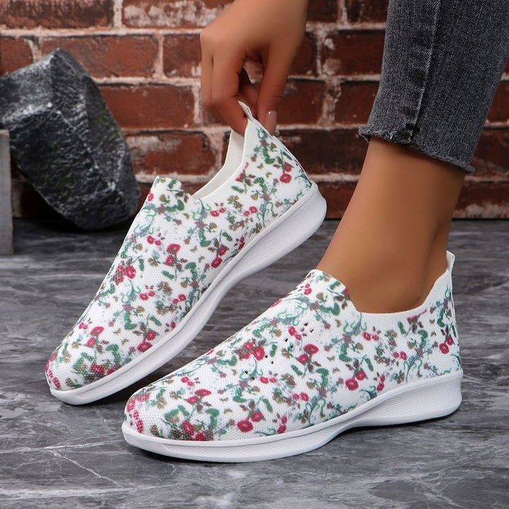 Dame Behagelige Slip-On Sneakers med blomsterdesign og åndbar overflade Stilla