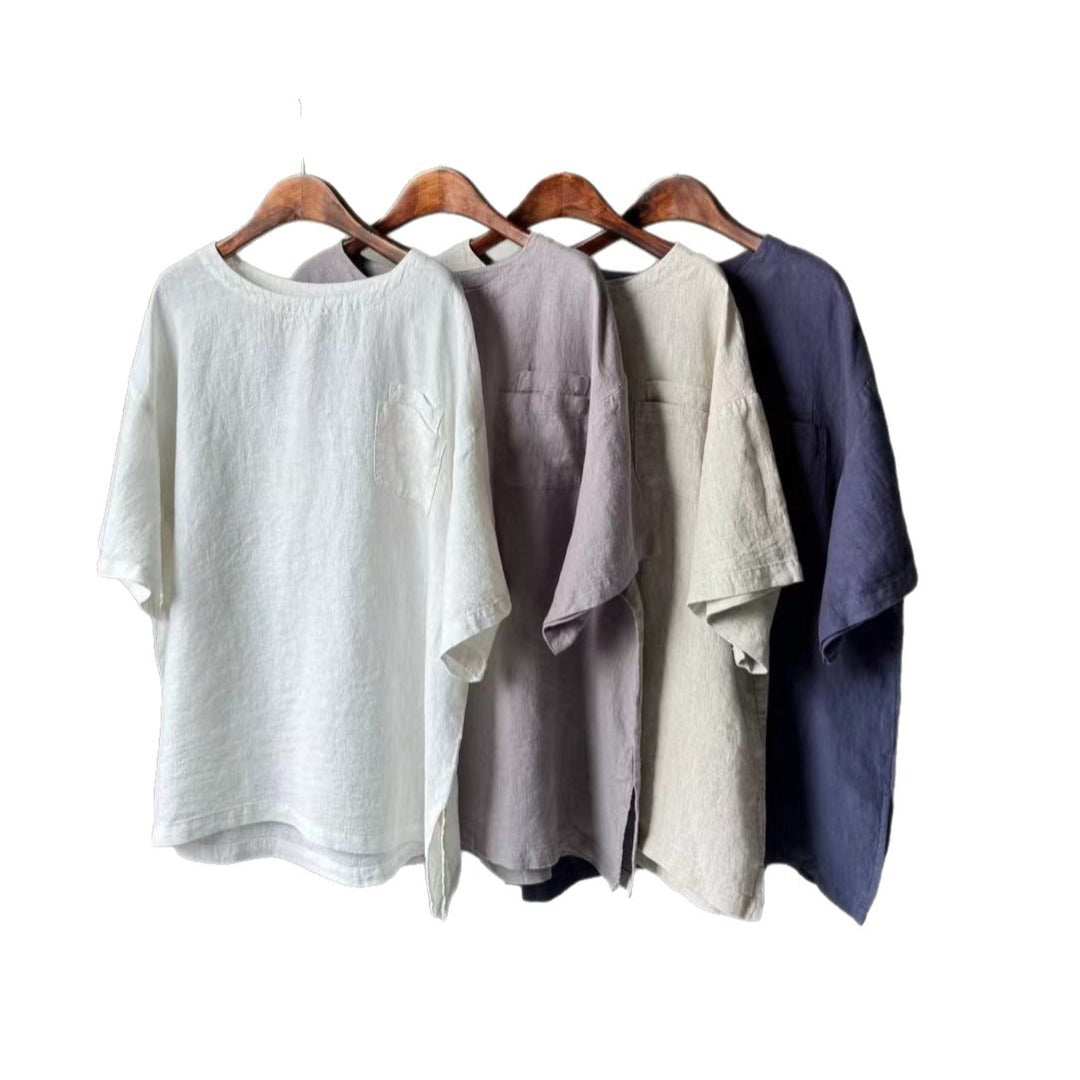 Femme Casual Linned Tunika-Skjorte Stilla