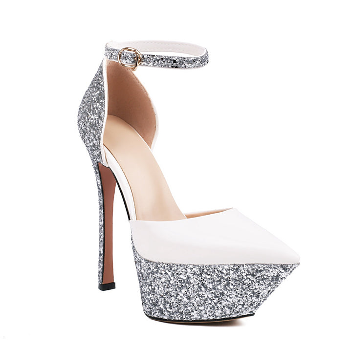 Femme Glitter-akcentuerede High-Heeled Platform-Pumps Stilla