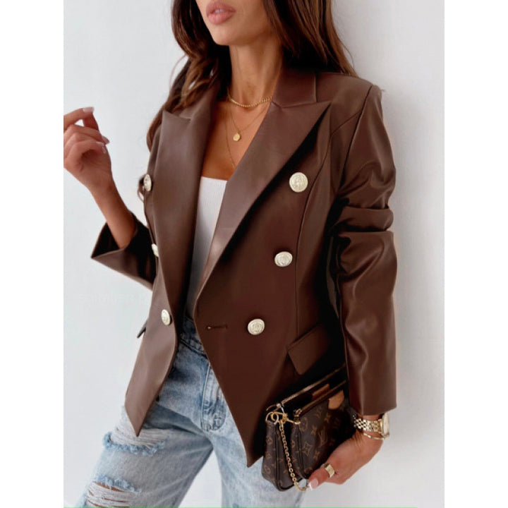 Dame elegant dobbeltknap blazer med strukturerede detaljer og kvalitetsknapper Stilla