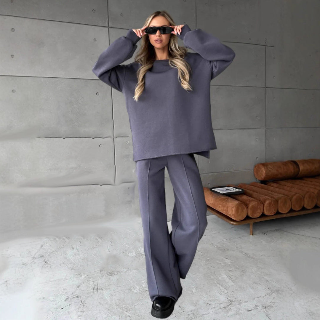 Dame løs oversized sweatshirt med bredt ben Stilla