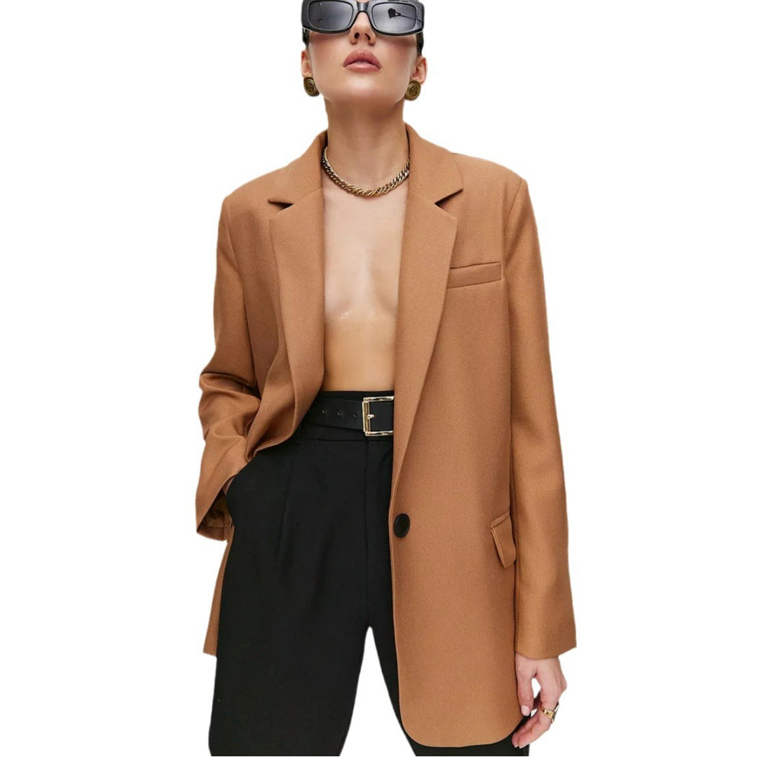 Dame elegant Oversized Blazer med fin tekstur og minimalistisk knapliste Stilla