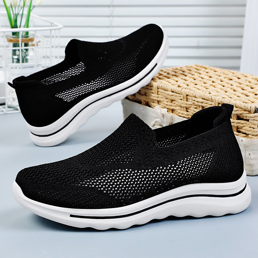 Dame Slip-On Strik Walking Sneakers med luftig Mesh-konstruktion Stilla