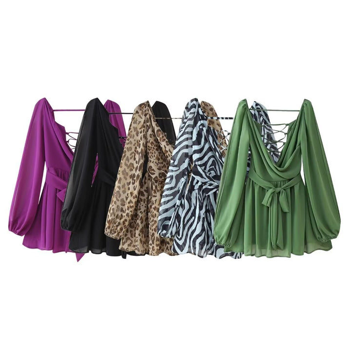 Femme Wrap-bluse med snøring i ryggen og lange ærmer Stilla