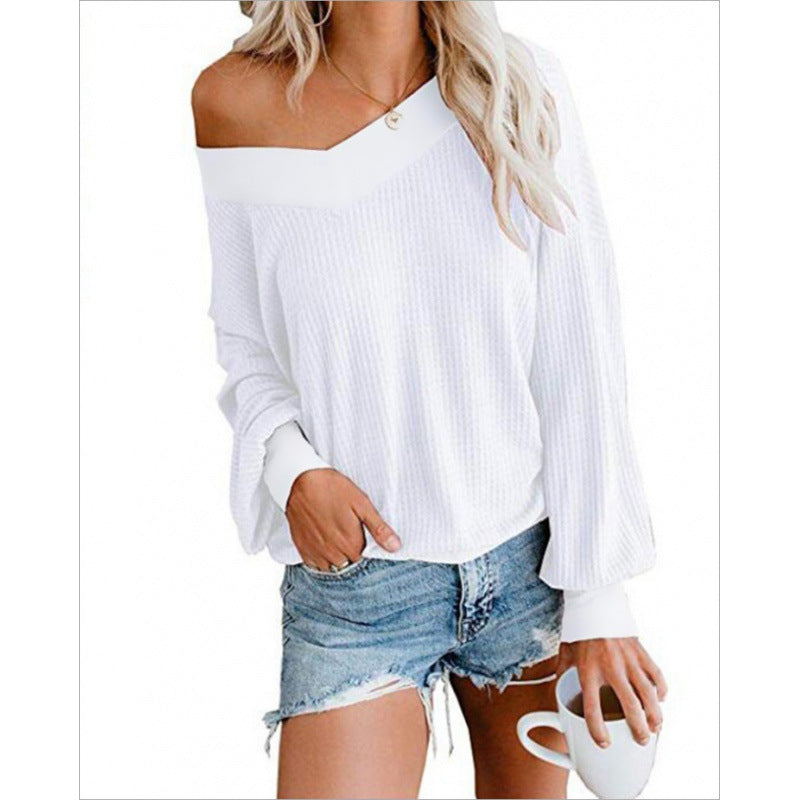 Kvinders Off-Shoulder Strikket Sweater med Voluminøse Ærmer Stilla
