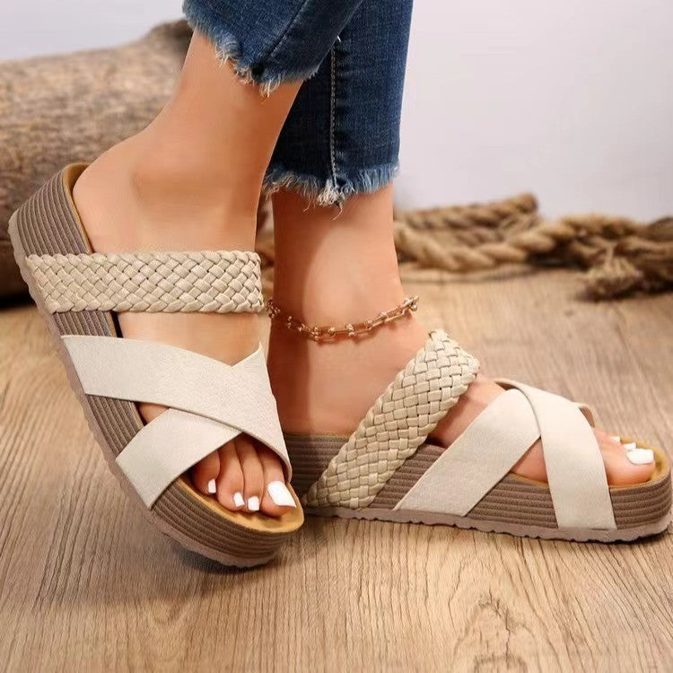 Dame Plateau-sandaler med flettede stropper og skridsikker sål Stilla